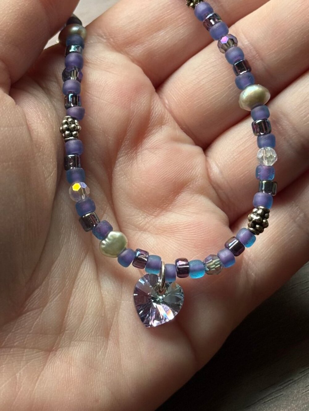 Pretty Purple Crystal Upcycled Necklace